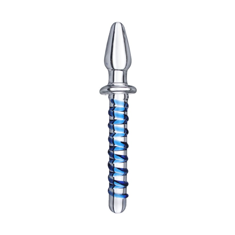 Dildo con textura y plug anal de vidrio Kundalini Prisms