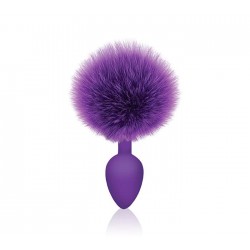 Plug cola de conejo tipo pompom morado