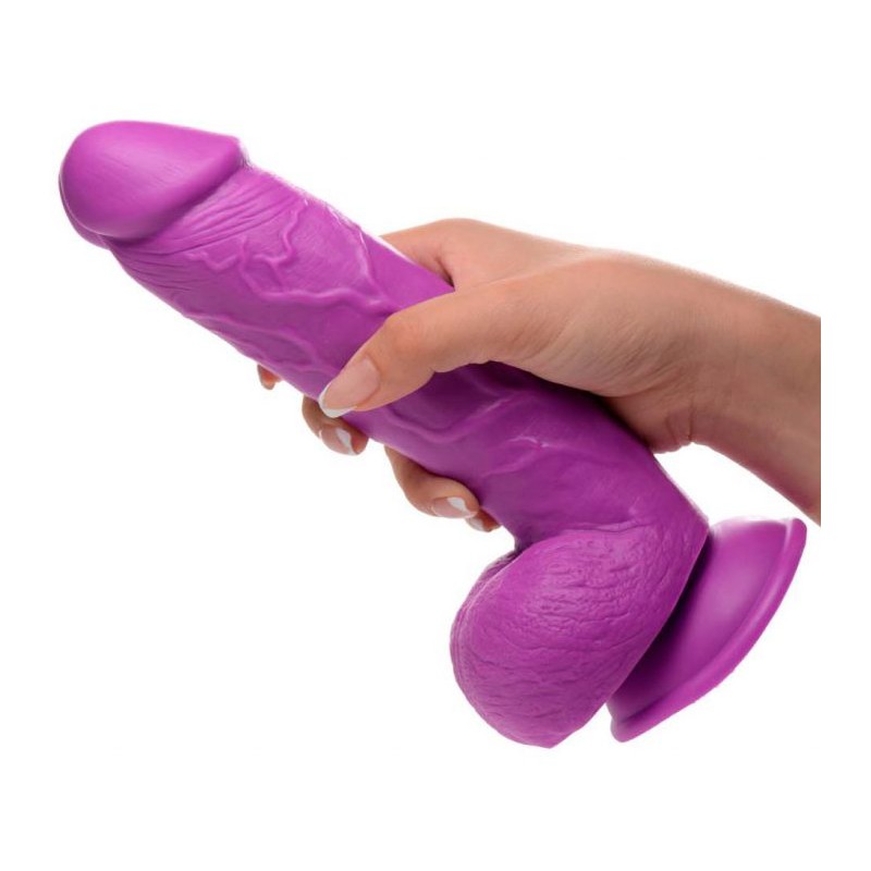 Dildo realista Morado con testículos 21 cms