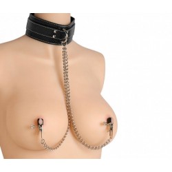 Collar de cuero negro con...